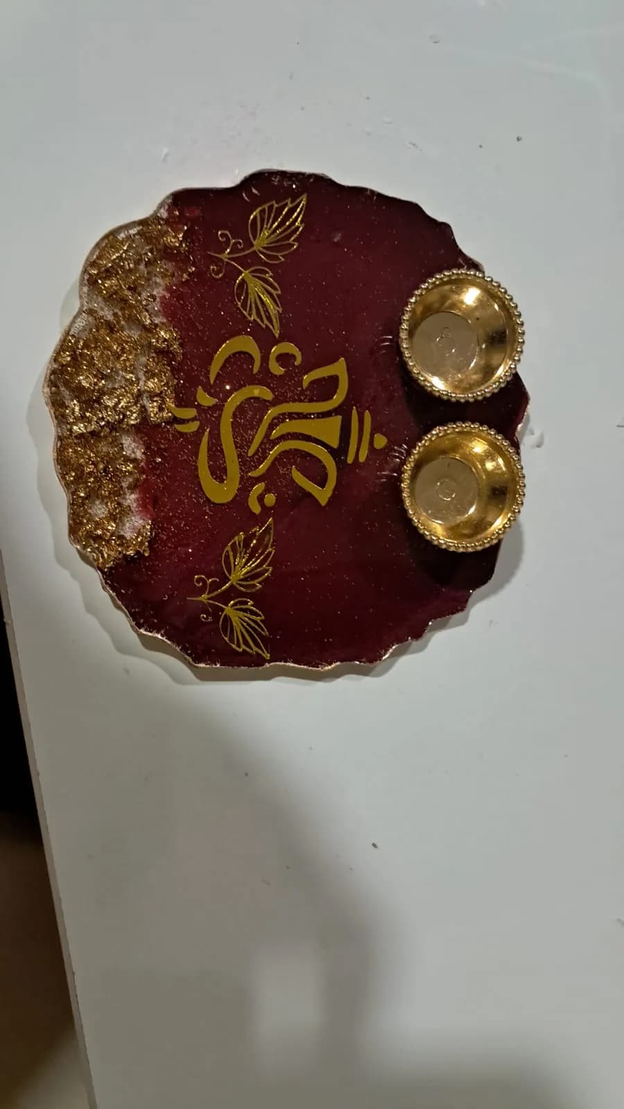 Maroon & Gold Pooja Thali